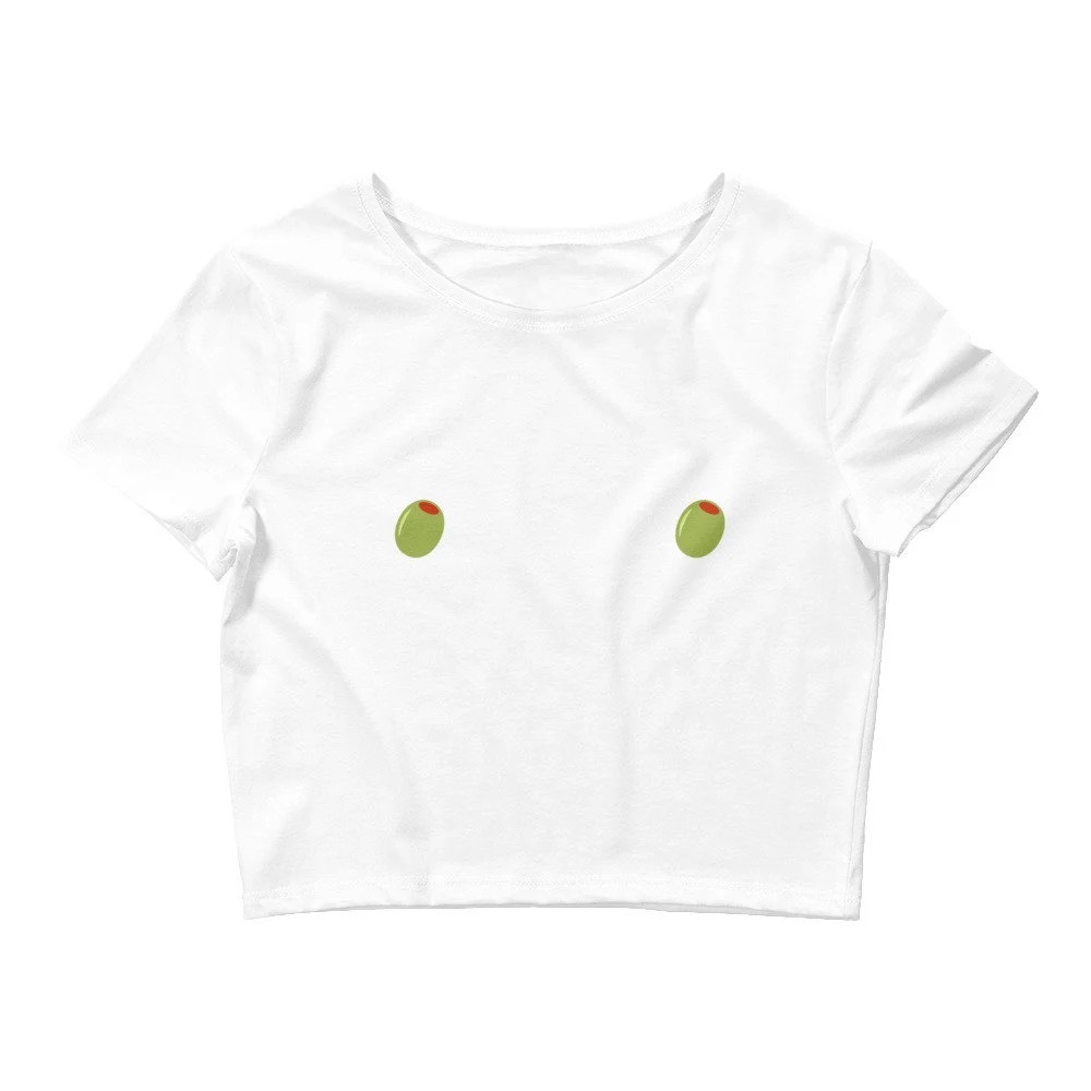 Olive Martini White Crop Top XS